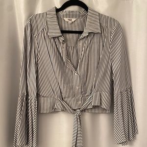 Jack by BB Dakota Striped Crop Collared Shirt